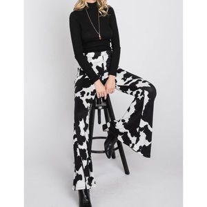 Cow print flared pants!